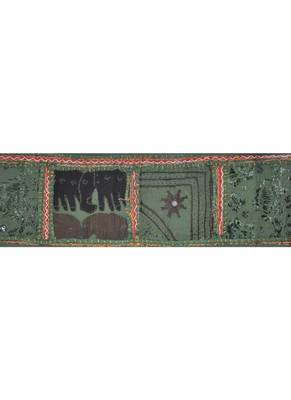 Lalhaveli Decorative Patchwork Mirror Work Cotton Door Hanging 42 By 16 Inche... 2