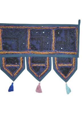 Traditional Embroidered Mirror Work Cotton Handmade Patchwork Window Door Han... 4