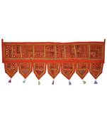 Lalhaveli Jaipuri Patchwork Mirror Work Cotton Door Hanging 42 By 16 Inches O...