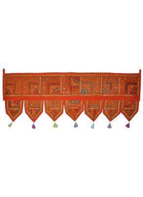 Lalhaveli Designer Patchwork Mirror Work Cotton Door Hanging 42 By 16 Inches ... 1