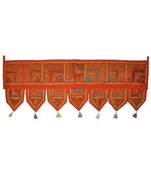 Lalhaveli Designer Patchwork Mirror Work Cotton Door Hanging 42 By 16 Inches ...