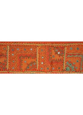 Lalhaveli Designer Patchwork Mirror Work Cotton Door Hanging 42 By 16 Inches ... 2