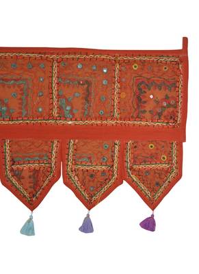 Lalhaveli Designer Patchwork Mirror Work Cotton Door Hanging 42 By 16 Inches ... 4