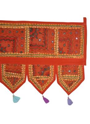 Lalhaveli Designer Patchwork Mirror Work Cotton Door Hanging 42 By 16 Inches ... 4