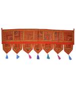 Lalhaveli Designer Patchwork Mirror Work Cotton Door Hanging 42 By 16 Inches ...