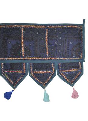 Lalhaveli Handmade Patchwork Mirror Work Cotton Door Hanging 42 By 16 Inches ... 4