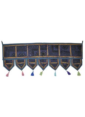 Lalhaveli Traditional Patchwork Mirror Work Cotton Door Hanging 42 By 16 Inch... 1