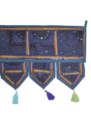 Lalhaveli Traditional Patchwork Mirror Work Cotton Door Hanging 42 By 16 Inch... 4