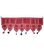 Designer Handmade Embroidered Mirror Work Cotton Door Toran 42 X 16 Inches