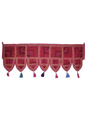 Patchwork Embroidery Design Mirror Work Door Hanging Toran 42 X 16 Inches 1