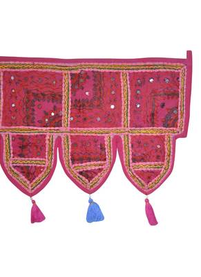 Patchwork Embroidery Design Mirror Work Door Hanging Toran 42 X 16 Inches 4