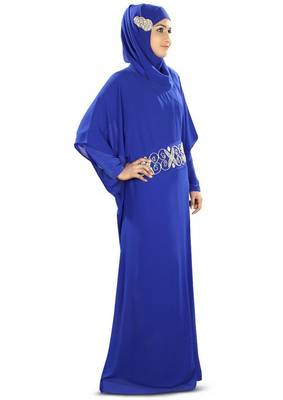 MyBatua Nazeeha Hand Embroidered Royal Blue Kaftan 1