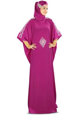 MyBatua Sumanah Hand Embroidered Magenta Kaftan 1