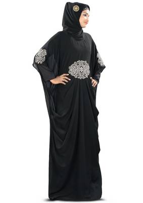 MyBatua Amara Silver Embroidered Black Kaftan 1