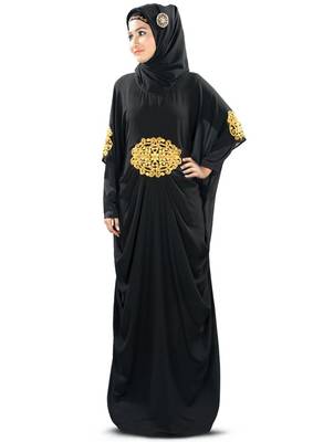MyBatua Amara Gold Embroidered Black Kaftan 1