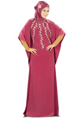 MyBatua Rubaa Hand Embroidered Rose Pink Kaftan 1
