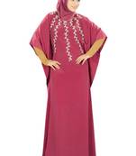 MyBatua Rubaa Hand Embroidered Rose Pink Kaftan