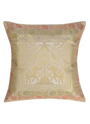 Lal Haveli Elephant Design Silk Cushion Cover for Living Room Decorations 16 x 16 inch 1