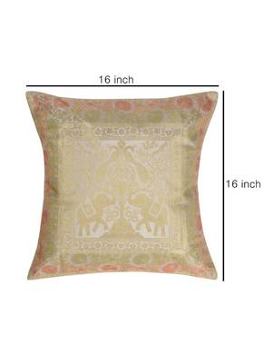 Lal Haveli Elephant Design Silk Cushion Cover for Living Room Decorations 16 x 16 inch 4