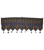 Elephant Embroidery Design Mirror Work Cotton Door Hanging 54 X 18 Inches