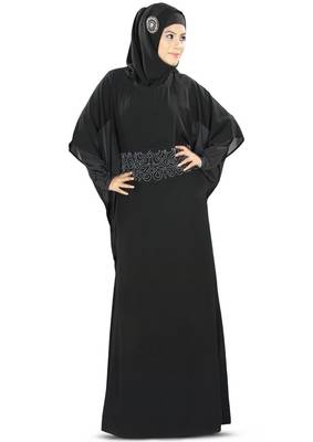 MyBatua Anum Hand Embroidered Black Kaftan 1