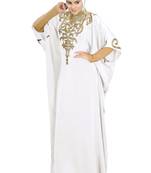 MyBatua Nayyab Hand Embroidered Off White Kaftan