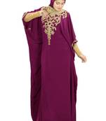MyBatua Nayyab Hand Embroidered Wine Kaftan