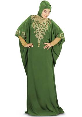 MyBatua Nayyab Hand Embroidered Henna Kaftan 1