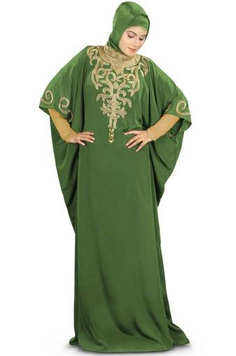 MyBatua Nayyab Hand Embroidered Henna Kaftan