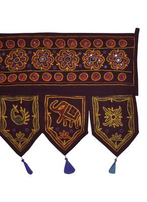 Vintage Handmade Embroidery Work Design Cotton Door Hanging 54 X 18 Inches 4