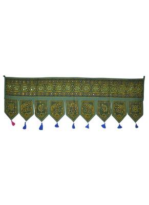 Embroidered Design Cotton Vintage Mirror Work Door Hangings 54 X 18 Inches 1