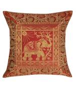 Lal Haveli Traditional Elephant Silk Cushion Cover Square 16 x 16 inch