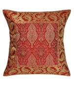 Lal Haveli Square Silk Fabric Red Silk Cushion Cover 16 x 16 inch