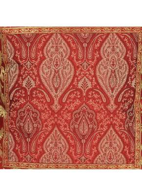 Lal Haveli Square Silk Fabric Red Silk Cushion Cover 16 x 16 inch 2