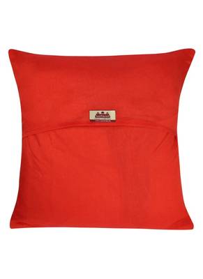 Lal Haveli Square Silk Fabric Red Silk Cushion Cover 16 x 16 inch 3