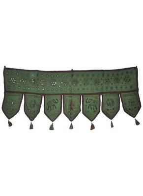 Vintage Handmade Mirror Embroidery Work Design Door Hanging 16 X 39 Inches 1
