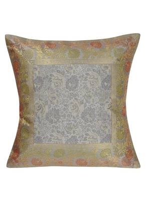 Lal Haveli Rajasthani Handmade Home Decorative Silk Throw Pillow Cushion Cover 16 x 16 inch 1