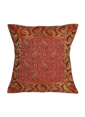 Lal Haveli Room Decorative Throw Pillow Silk Cushon Cover 16 x 16 inch 1