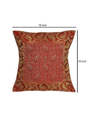 Lal Haveli Room Decorative Throw Pillow Silk Cushon Cover 16 x 16 inch 4