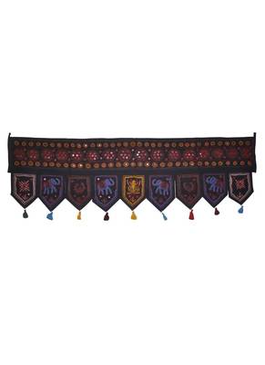 Handmade Mirror Work Design Traditional Elephant Embroidery Work Door Hanging... 1