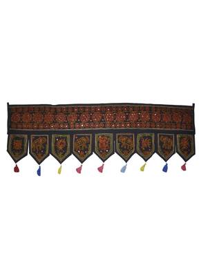 Home Decor Elephant Embroidery Mirror Work Desing Rajasthani Door Hanging 55 ... 1