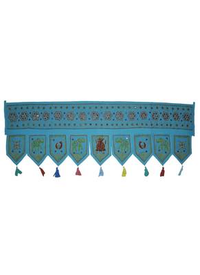 Ethnic Embroidery Work Design Hand Mirror Work Cotton Window Valance 55 X 19 ... 1