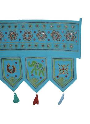 Ethnic Embroidery Work Design Hand Mirror Work Cotton Window Valance 55 X 19 ... 4