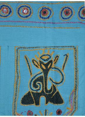 Handcrafted Embroidery Mirror Work Design Rajasthani Cotton Door Hanging 55 X... 3