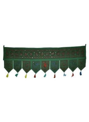 Handcrafted Elephant Embroidered Work Design Handmade Cotton Mirror Work Door... 1