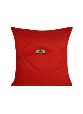 Lal Haveli Elephant & Peacock Design Square Silk Cushion Cover 16 x 16 inch 3