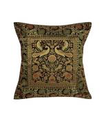 Lal Haveli Decorative Peacock Elephant Design Silk Single Pillow Cushion Cover 16 x 16 inch