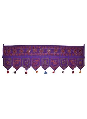 Lalhaveli Elephant Embroidery Work Design Ethnic Mirror Work Cotton Door Tora... 1