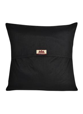 Lal Haveli Black Color Elephant Design Decorative Square Silk Cushion Cover 16 x 16 inch 3