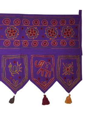 Lalhaveli Elephant Embroidery Work Design Ethnic Mirror Work Cotton Door Tora... 4